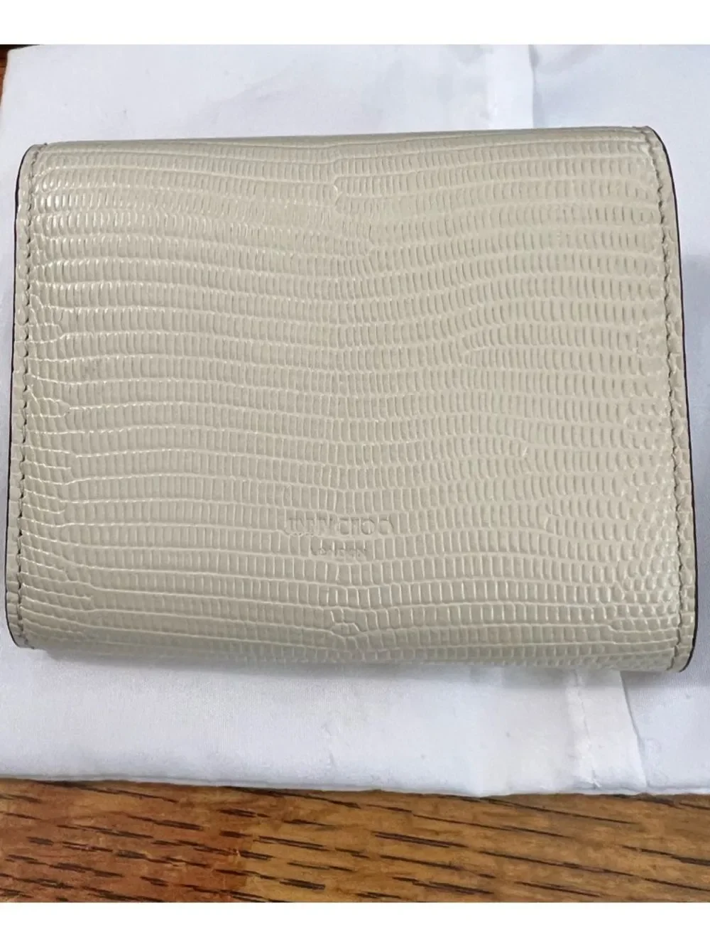 Jimmy Choo Miranda Croc Embossed Leather Women's Wallet Bamboo Color w/ dustbag